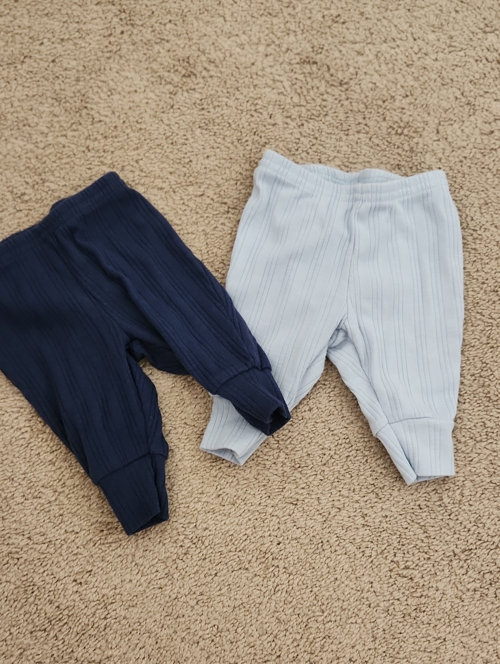 Carter's Ribbed Jogger Pants in Navy and Light Blue